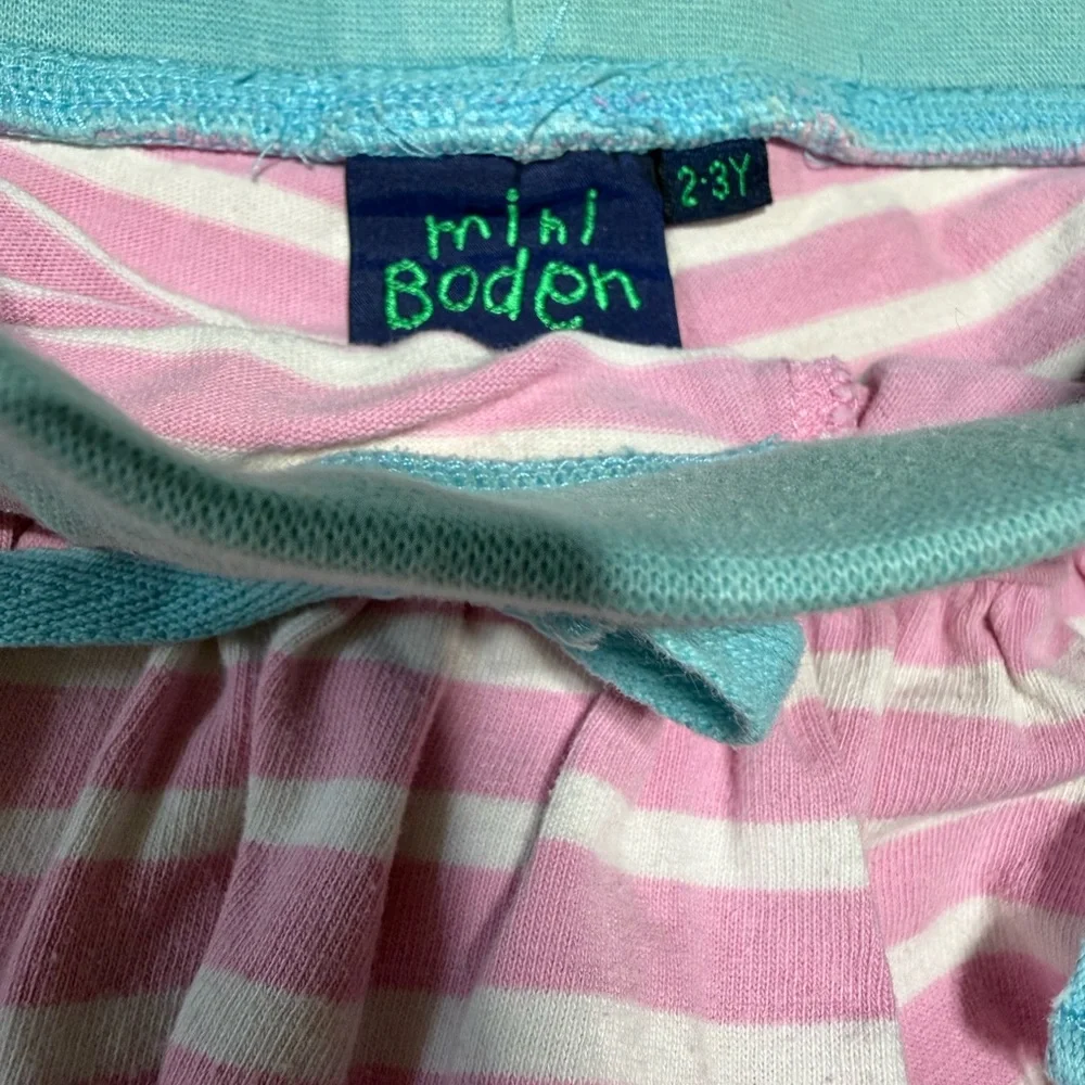 Mini Boden Pink and White Striped Skort Size 2-3Y